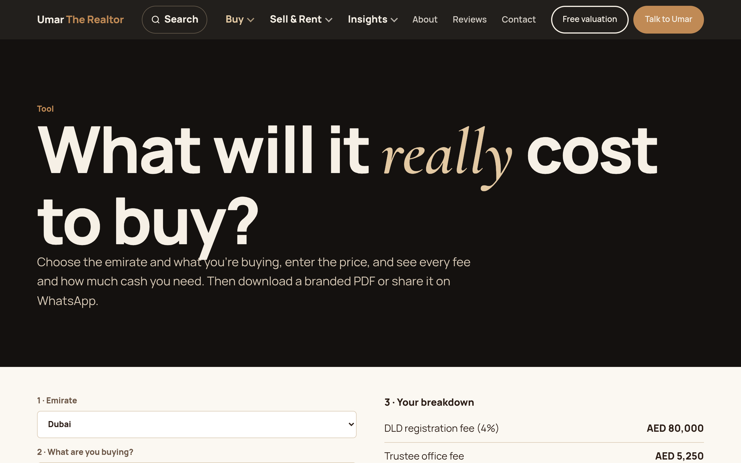 The buying cost calculator